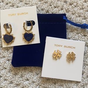 NEW: 2 Tory Burch blue heatdrop earring /Kira stud